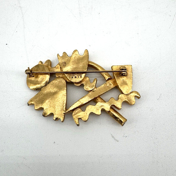 Biche De Bere Brooch Modernist Style Gold Tone Metal Paris Limited Edition 68/97 - Picture 5 of 8